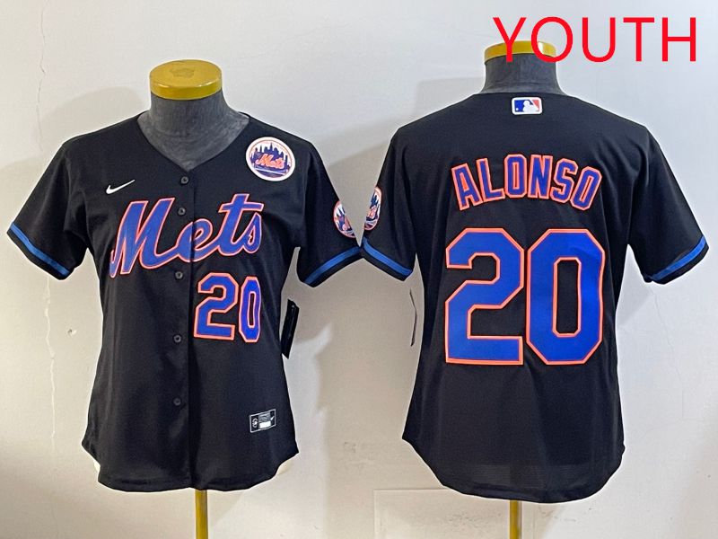 Youth 2025 New York Mets #20 Alonso Black Game Nike MLB Jersey style 11